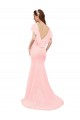 Site de Comprimento Chão Mangas Esvoaçantes Chiffon Rosa Sereia Vestidos de Madrinha