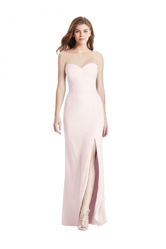 Site de Comprimento Chão Sem Mangas Crepe Esticado Rosa Trombeta Sem Mangas Amor Vestidos de Madrinha / Vestidos de Festa
