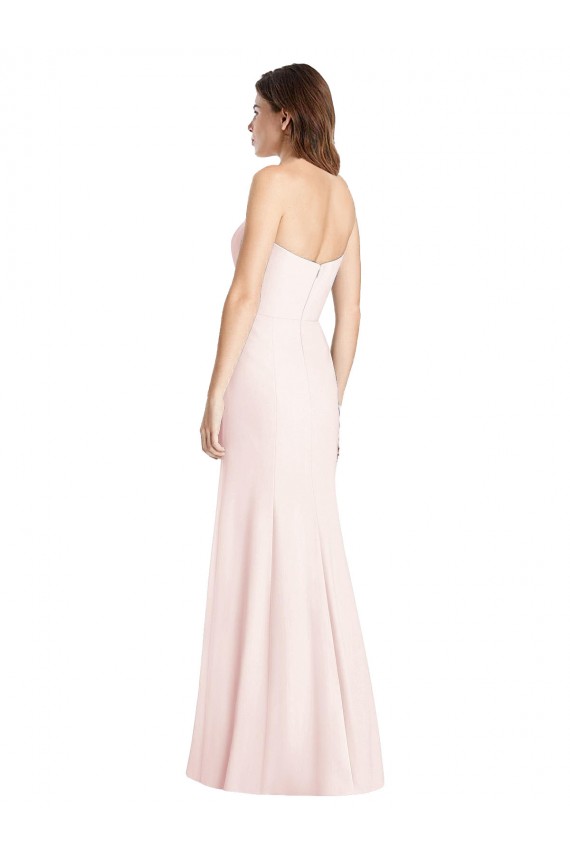 Site de Comprimento Chão Sem Mangas Crepe Esticado Rosa Trombeta Sem Mangas Amor Vestidos de Madrinha / Vestidos de Festa