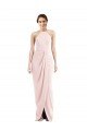 Site de Comprimento Chão Sem Mangas Crepe Esticado Rosa Trombeta Vestidos de Madrinha / Vestidos de Festa