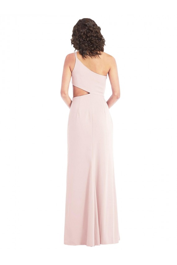 Site de Comprimento Chão Sem Mangas Crepe Esticado Rosa Trombeta Sem Mangas Um Ombro Vestidos de Madrinha / Vestidos de Noite / Vestidos de Festa