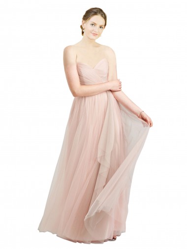 Site de Comprimento Chão Sem Mangas Tule Rosa Linha A Sem Mangas Amor Vestidos de Madrinha