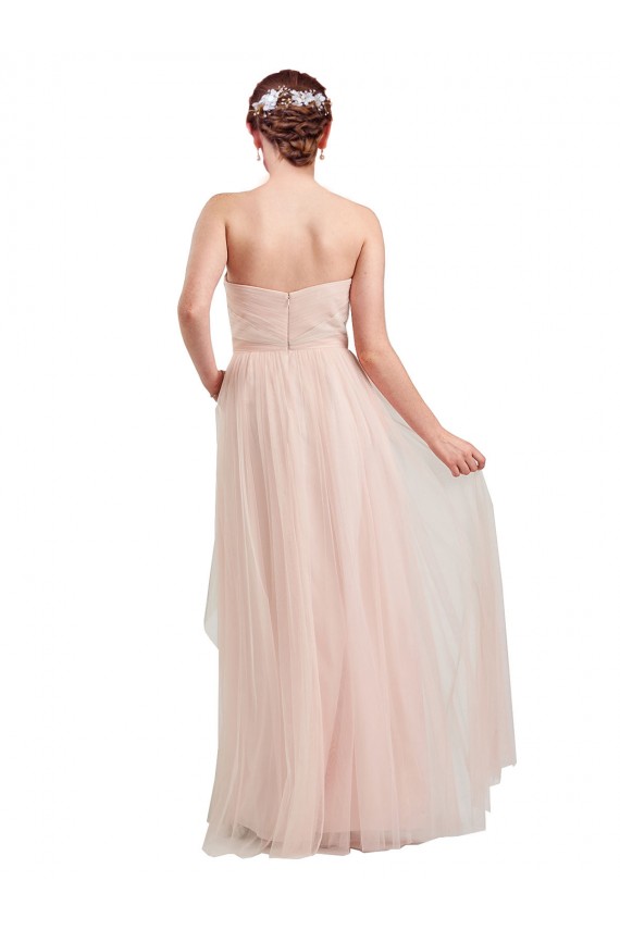 Site de Comprimento Chão Sem Mangas Tule Rosa Linha A Sem Mangas Amor Vestidos de Madrinha
