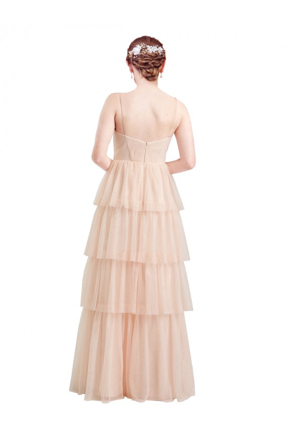 Site de Comprimento Chão Sem Mangas Tule Rosa Linha A Vestidos de Festa / Vestidos de Madrinha