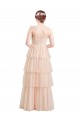 Site de Comprimento Chão Sem Mangas Tule Rosa Linha A Vestidos de Festa / Vestidos de Madrinha