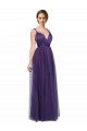 Site de Comprimento Chão Sem Mangas Tule Roxo Linha A Vestidos de Madrinha
