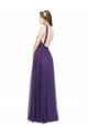 Site de Comprimento Chão Sem Mangas Tule Roxo Linha A Vestidos de Madrinha