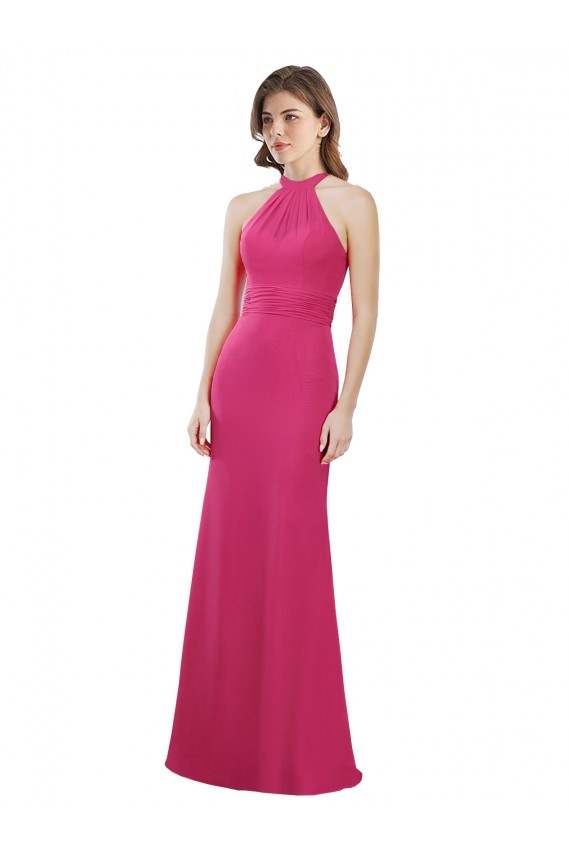 Site de Comprimento Chão Sem Mangas Chiffon Rubi Linha A Vestidos de Madrinha