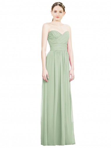 Site de Comprimento Chão Sem Mangas Chiffon Sábio Linha A Vestidos de Madrinha