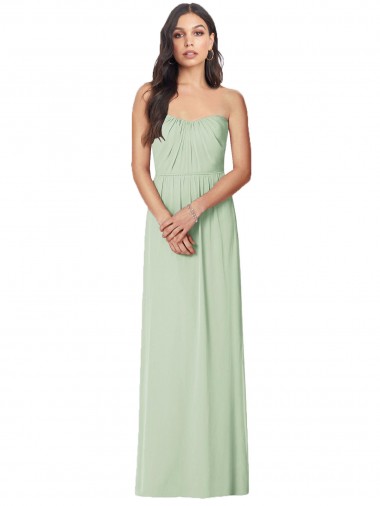 Site de Comprimento Chão Sem Mangas Chiffon Sábio Trombeta Vestidos de Madrinha