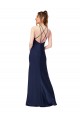 Site de Comprimento Chão Sem Mangas Cetim Sedoso Safira Bainha Vestidos de Madrinha / Vestidos de Noite / Vestidos de Festa
