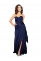 Site de Comprimento Chão Sem Mangas Cetim Sedoso Safira Linha A Vestidos de Madrinha / Vestidos de Noite / Vestidos de Festa