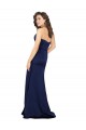 Site de Comprimento Chão Sem Mangas Cetim Sedoso Safira Linha A Vestidos de Madrinha / Vestidos de Noite / Vestidos de Festa