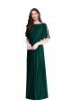 Site de Comprimento Chão Mangas Sino Chiffon Sempre Verde Linha A Vestidos de Madrinha