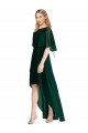 Site de Alto Baixo Mangas Esvoaçantes Chiffon Sempre Verde Linha A Alto Baixo, Vestidos de Madrinha