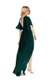 Site de Alto Baixo Mangas Esvoaçantes Chiffon Sempre Verde Linha A Alto Baixo, Vestidos de Madrinha