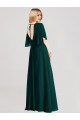 Site de Comprimento Chão Mangas Esvoaçantes Chiffon Sempre Verde Linha A Vestidos de Madrinha