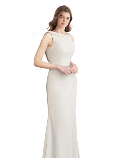 Site de Comprimento Chão Sem Mangas Chiffon & Cetim Sereia Vestidos de Madrinha