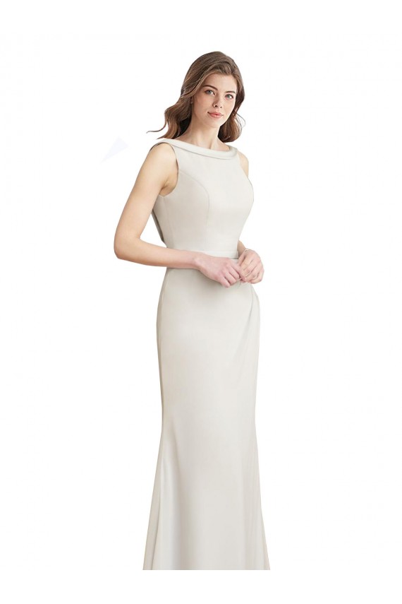 Site de Comprimento Chão Sem Mangas Chiffon & Cetim Sereia Vestidos de Madrinha