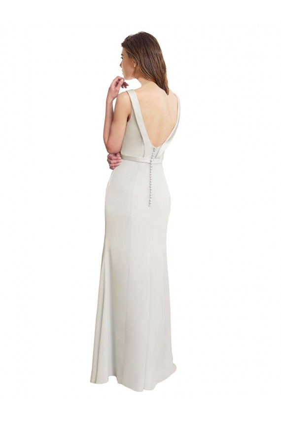 Site de Comprimento Chão Sem Mangas Chiffon & Cetim Sereia Vestidos de Madrinha