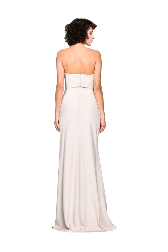 Site de Comprimento Chão Sem Mangas Crepe Esticado Sereia Vestidos de Madrinha / Vestidos de Festa