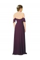Site de Comprimento Chão Ombro Frio Chiffon Uva Bainha Vestidos de Madrinha