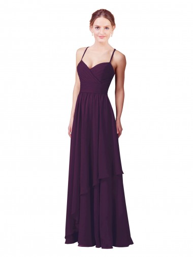 Site de Comprimento Chão Sem Mangas Chiffon Uva Bainha Vestidos de Madrinha