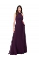 Site de Comprimento Chão Sem Mangas Chiffon Uva Linha A Vestidos de Festa / Vestidos de Madrinha