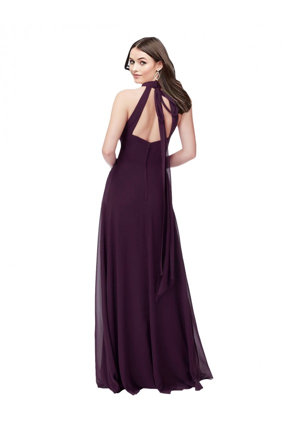 Site de Comprimento Chão Sem Mangas Chiffon Uva Linha A Vestidos de Festa / Vestidos de Madrinha