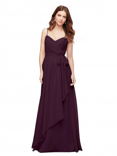 Site de Comprimento Chão Sem Mangas Chiffon Uva Linha A Vestido de Festa / Vestido de Madrinha