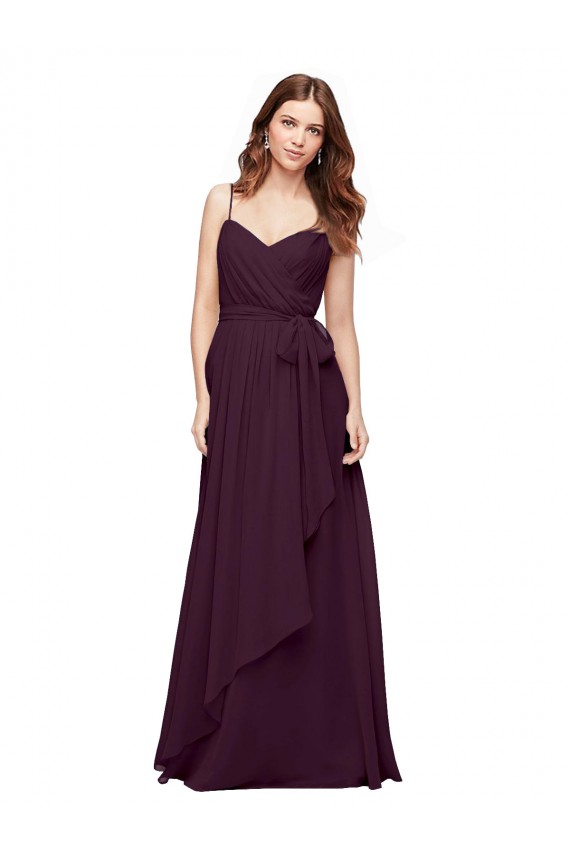 Site de Comprimento Chão Sem Mangas Chiffon Uva Linha A Vestido de Festa / Vestido de Madrinha
