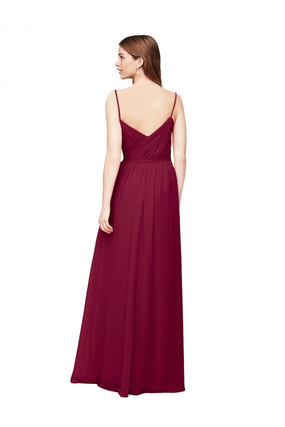 Site de Comprimento Chão Sem Mangas Chiffon Uva Linha A Vestido de Festa / Vestido de Madrinha