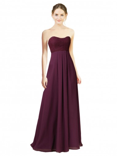 Site de Comprimento Chão Sem Mangas Chiffon Uva Linha A Vestido de Madrinha