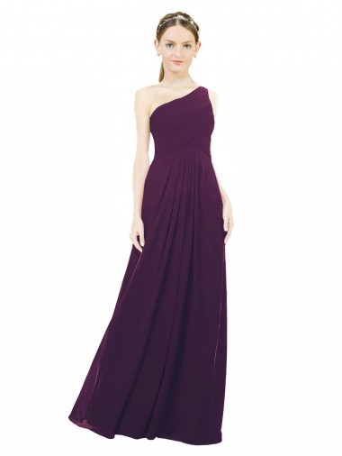 Site de Comprimento Chão Sem Mangas Chiffon Uva Linha A Vestido Formais / Vestido de Madrinha