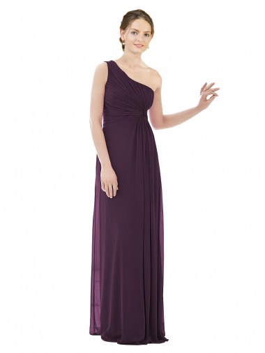 Site de Comprimento Chão Sem Mangas Chiffon Uva Linha A Vestidos de Festa