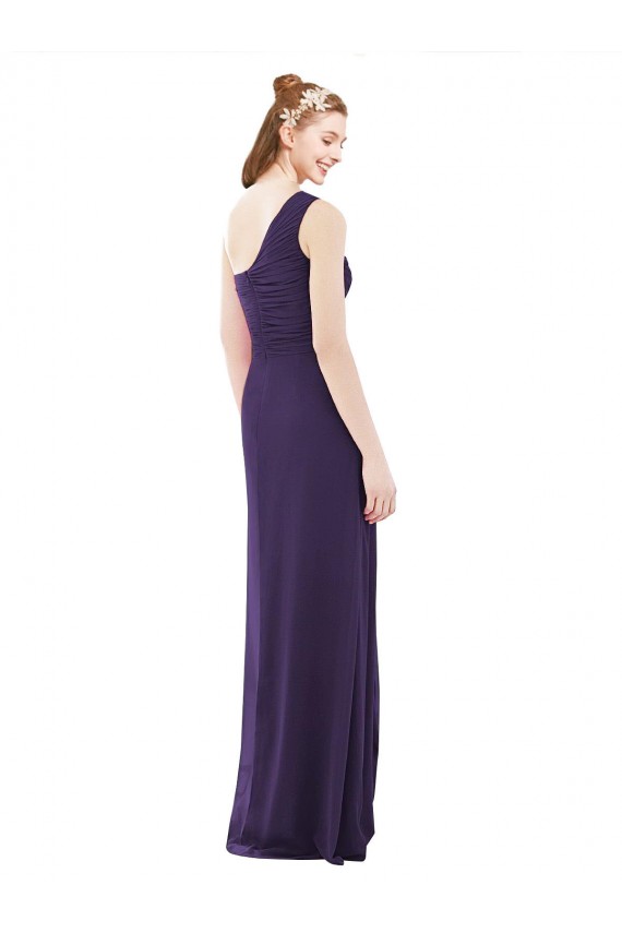 Site de Comprimento Chão Sem Mangas Chiffon Uva Linha A Vestidos de Festa