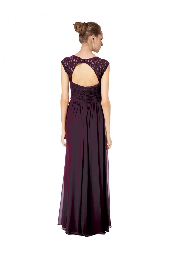 Site de Comprimento Chão Sem Mangas Chiffon & Renda Uva Linha A Sem Mangas Amor Vestidos de Madrinha