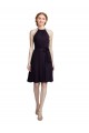 Site de Comprimento Joelho Sem Mangas Chiffon Uva Linha A Vestidos de Madrinha / Vestidos de Cocktail / Vestidos de Homecoming
