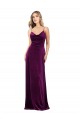 Site de Comprimento Chão Sem Mangas Veludo Elástico Uva Linha A Vestidos de Madrinha / Vestidos de Noite / Vestidos de Festa