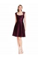 Site de Comprimento Joelho Sem Mangas Cetim & Renda Uva Linha A Vestidos de Madrinha / Vestidos de Cocktail / Vestidos de Homecoming