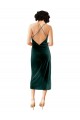 Site de Comprimento Midi Sem Mangas Veludo Elástico Verde Escuro Bainha Vestidos de Madrinha / Vestidos de Noite / Vestidos de Festa