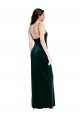 Site de Comprimento Chão Sem Mangas Veludo Elástico Verde Escuro Bainha Vestidos de Madrinha / Vestidos de Festa