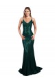 Site de Comprimento Chão Sem Mangas Lantejoulas Verde Escuro Sereia Sem Mangas Vestidos de Madrinha / Vestidos de Noite / Vestidos de Festa