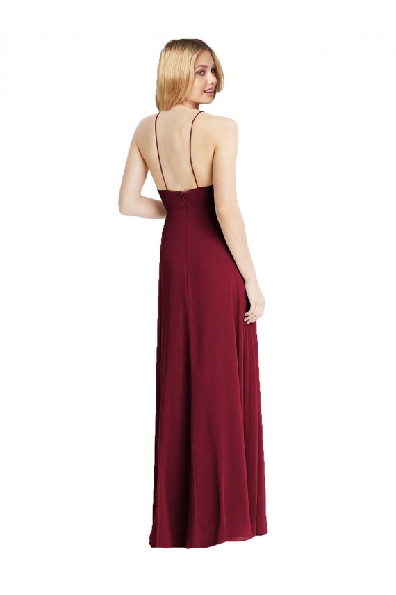 Site de Comprimento Chão Sem Mangas Chiffon Verde Escuro Linha A Vestidos de Madrinha