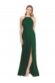 Site de Comprimento Chão Sem Mangas Chiffon Verde Escuro Linha A Vestidos de Madrinha