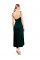 Site de Comprimento Midi Sem Mangas Veludo Elástico Verde Escuro Linha A Vestidos de Madrinha / Vestidos de Festa / Vestidos de Cocktail / Vestidos de Homecoming