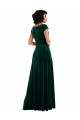 Site de Comprimento Chão Mangas Curtas Veludo Elástico Verde Escuro Linha A Vestidos de Madrinha / Vestidos de Festa
