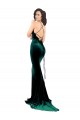 Site de Comboio Varredela Sem Mangas Veludo Elástico Verde Escuro Sereia Vestidos de Madrinha / Vestidos de Noite / Vestidos de Festa