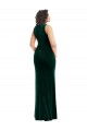 Site de Comprimento Chão Sem Mangas Veludo Elástico Verde Escuro Trombeta Sem Mangas Vestidos de Madrinha / Vestidos de Festa