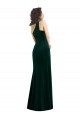Site de Comprimento Chão Sem Mangas Veludo Elástico Verde Escuro Trombeta Vestidos de Madrinha / Vestidos de Festa